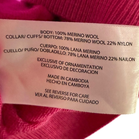 Banana Republic 100% Merino Wool Neon Pink V-neck Sweater Sz XL - Picture 8 of 8